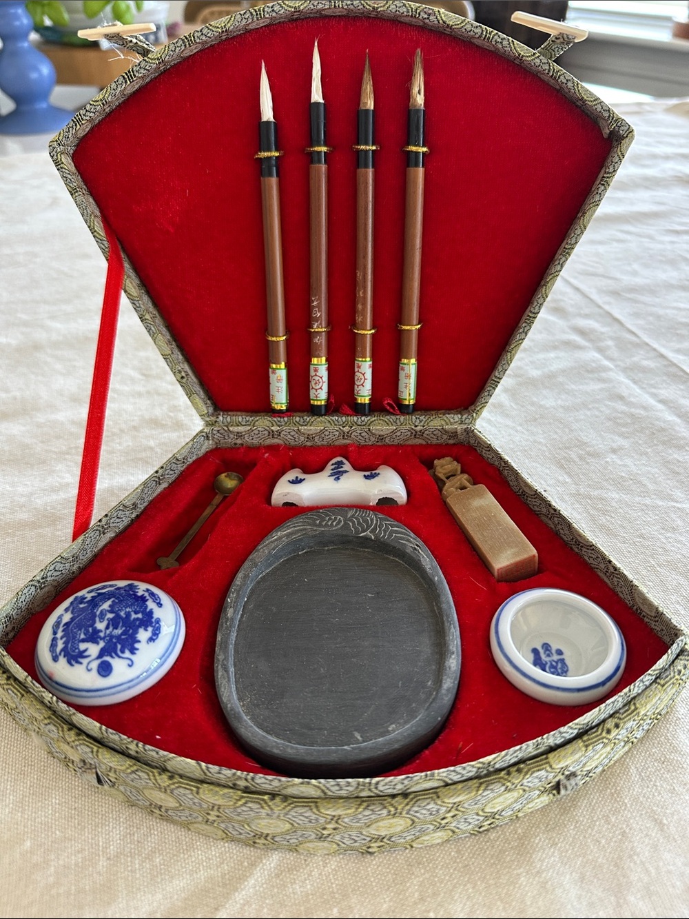 Stunning vintage Chinese calligraphy set